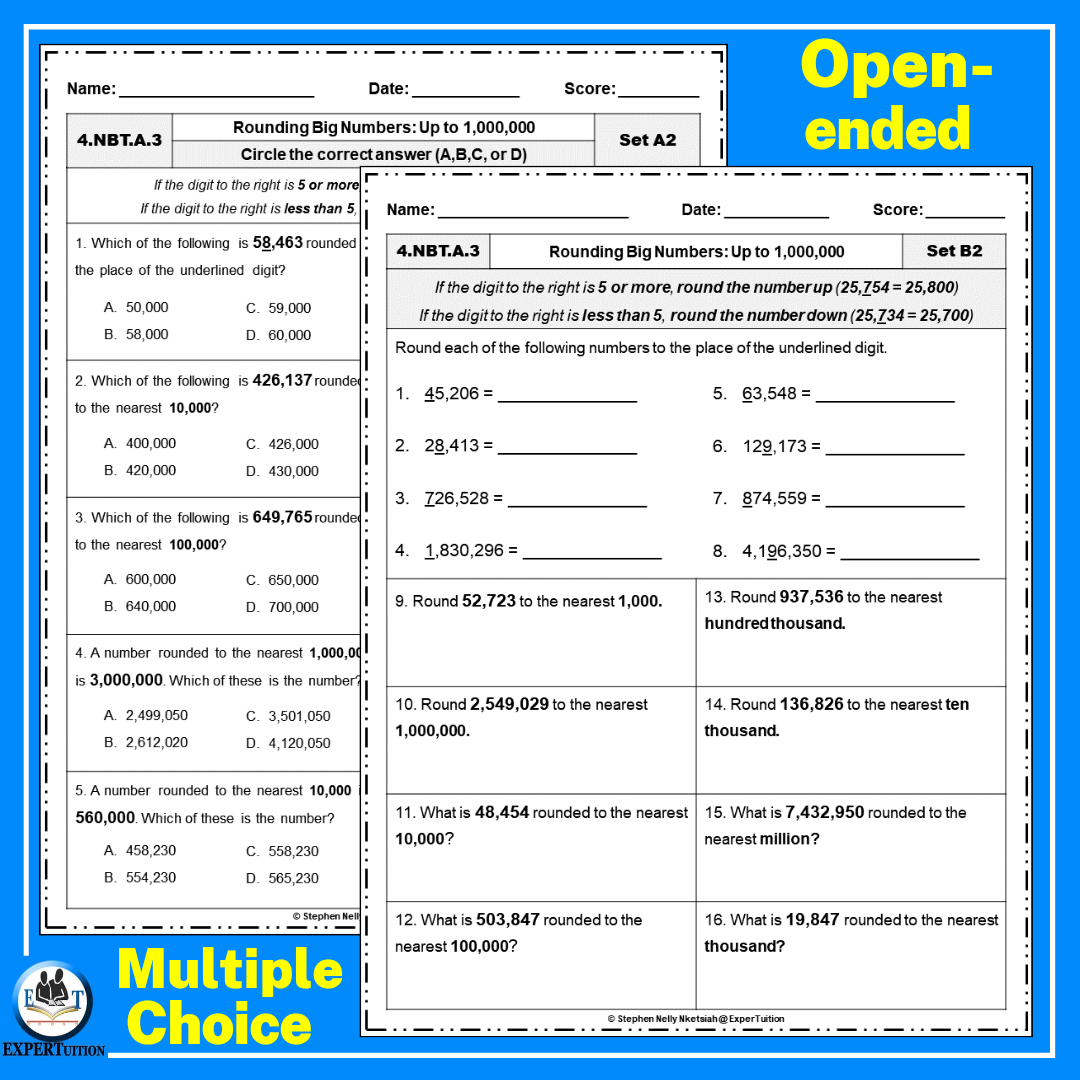 Rounding Whole Numbers Worksheets 4th Grade Place Value