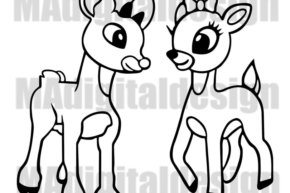 Rudolph From The Classic Movie Rudolph The Red Nosed Reindeer Coloring Page Pdf File For Holiday Parties Teachers Home School And More