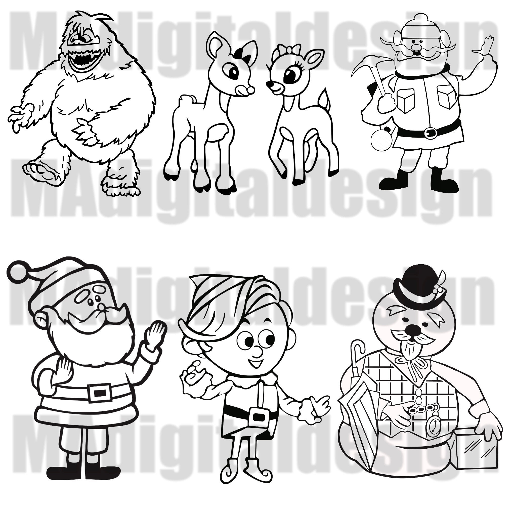 Rudolph The Red Nosed Reindeer Coloring Page Bundle Includes 6 Images Pdf File For Holiday Parties Teachers Home School And More 