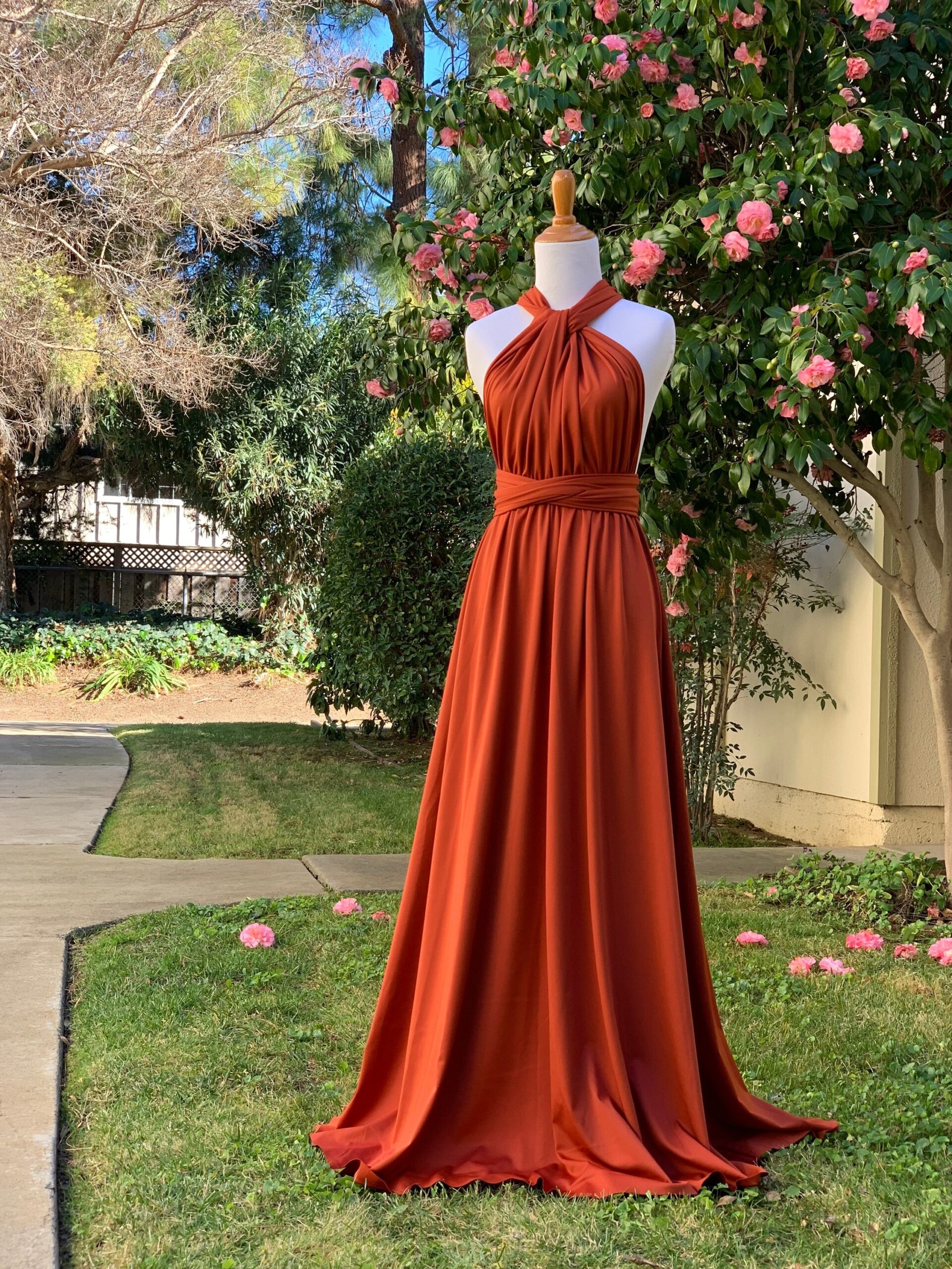 Rust Bridesmaid Dress Infinity Dress Wrap Dress Convertible Dress Wedding Gift H75 