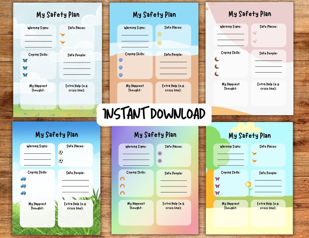 Safety Plan Template Pack Kids Youth Digital Download Crisis Intervention Therapy Tool Worksheet Counsellor CBT Social Work Teaching Etsy