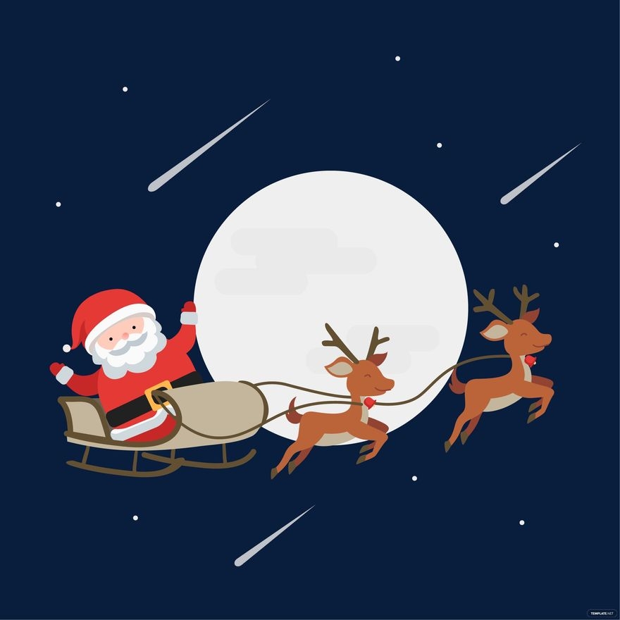 Santa Sleigh Vector In Illustrator JPG EPS SVG PNG Download 