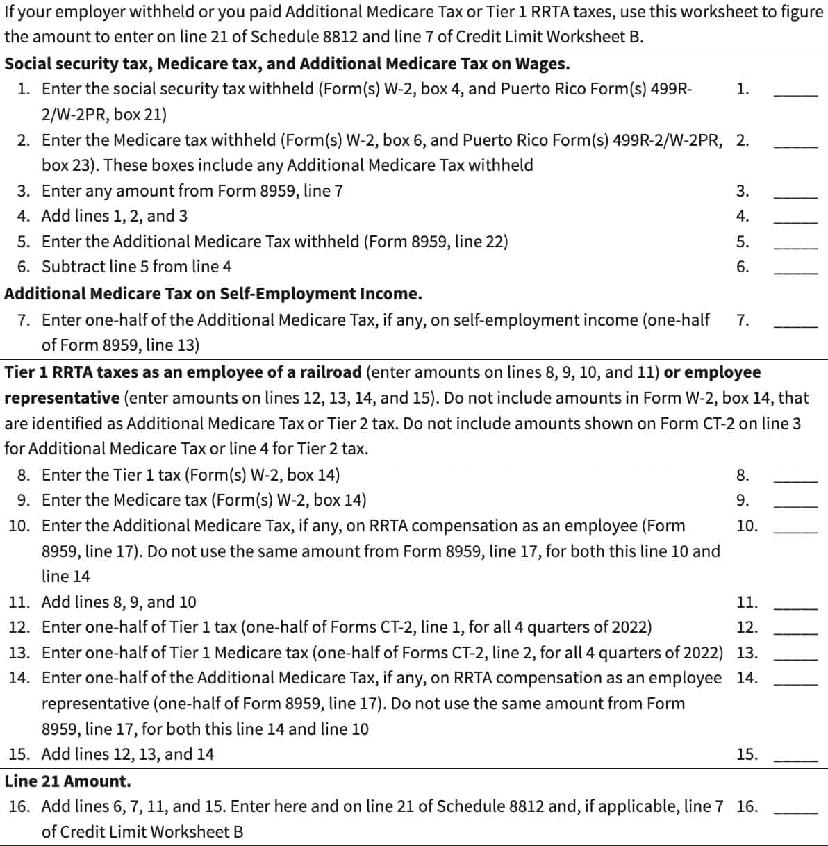 Schedule 8812 Instructions Credits For Qualifying Dependents