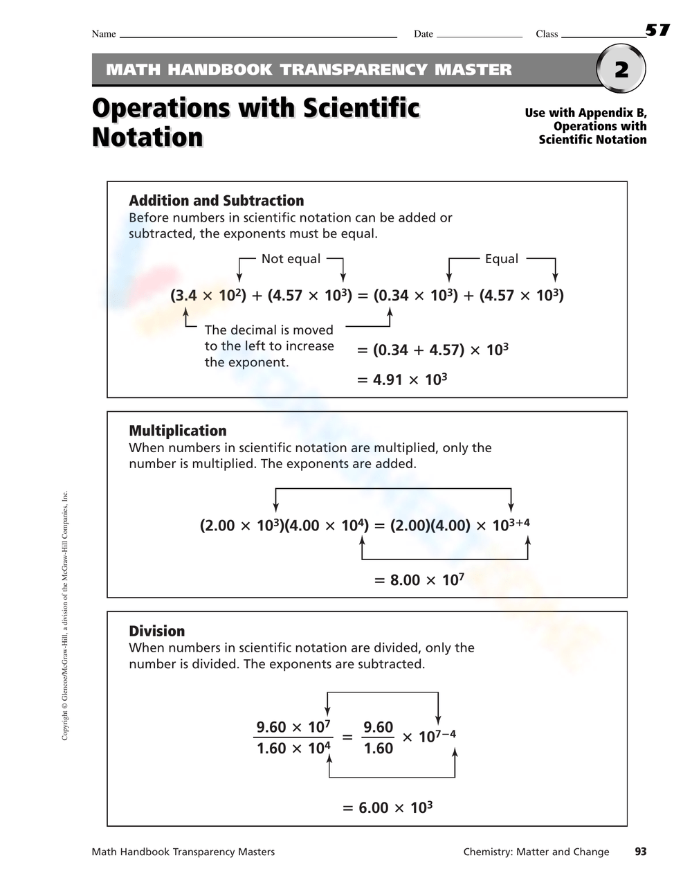 operations with scientific notation worksheet