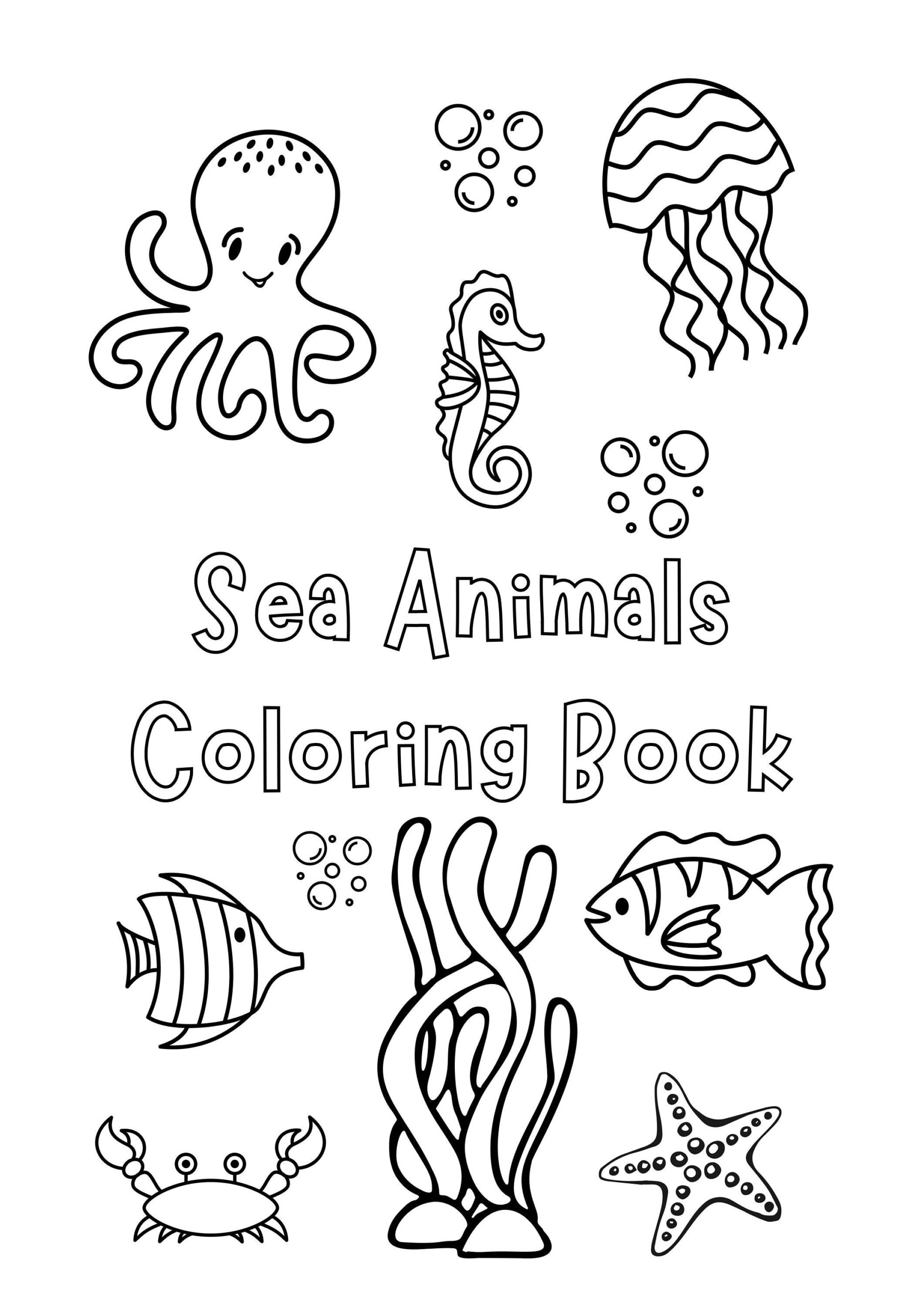 Sea Animals Coloring Book Kids Education Book printable Coloring Book learn Sea Animals Names Etsy
