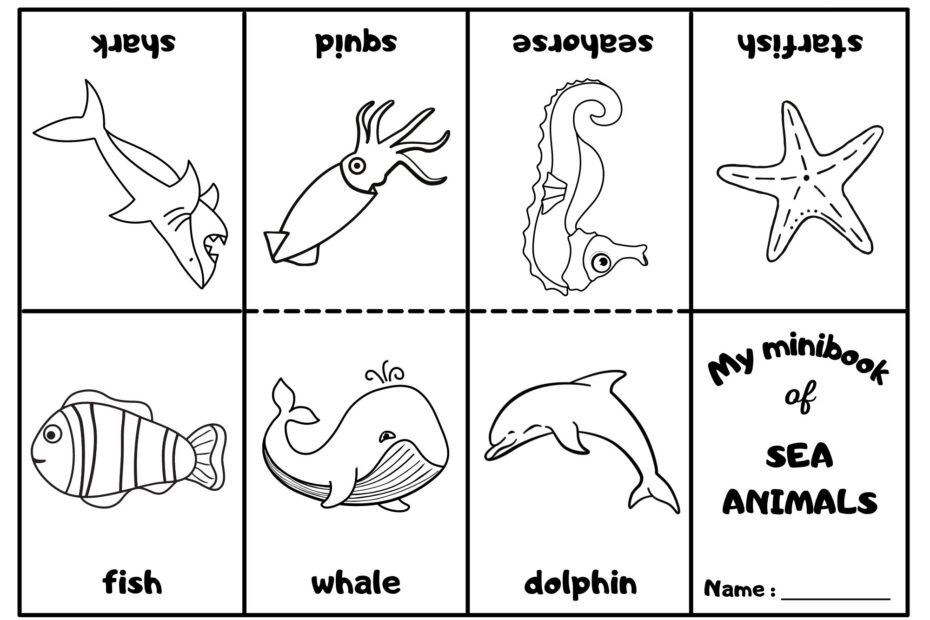 Sea Animals Mini Coloring Book Ezpzlearn