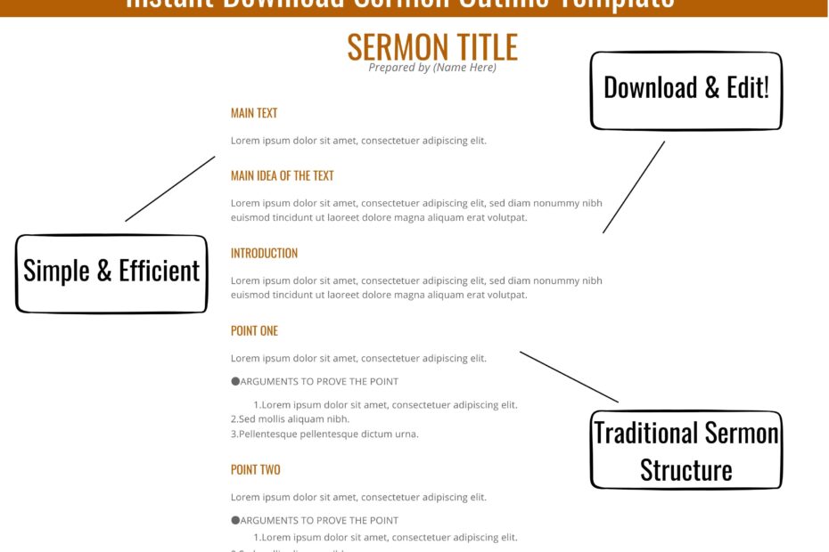 Sermon Planner Sermon Outline Template Bible Lesson Template
