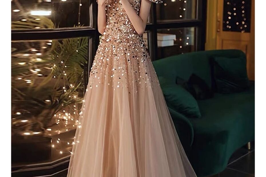 Sexy Champagne Gold Evening Dresses A Line Off Shoulder Sequins Beading Long Wedding Formal Guests Party Prom Gowns Color Champagne Gold US Size 4 Amazon co uk Fashion