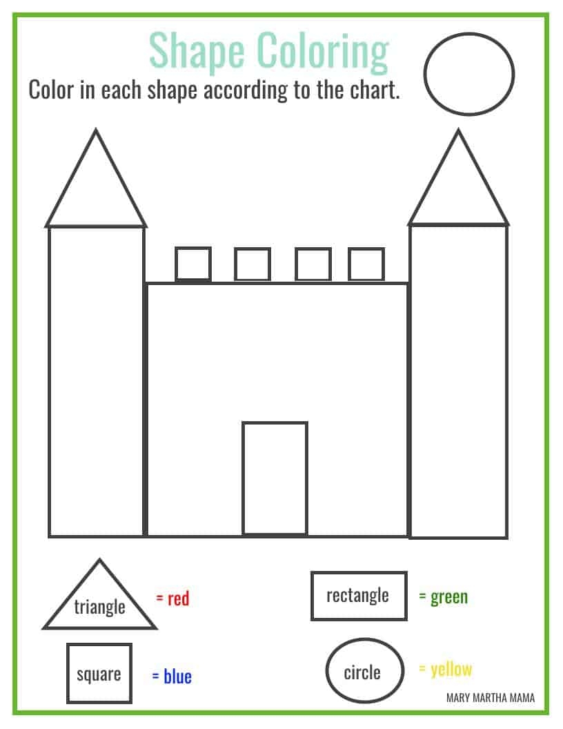 coloring shapes worksheets for kindergarten