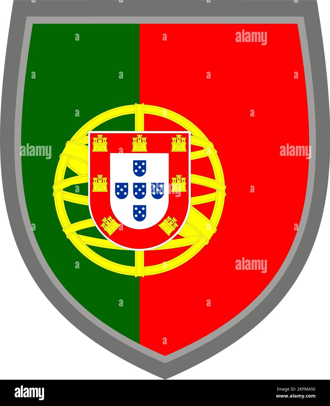 Shield With The Colors Of Portugal Flag Original RGB Color 
