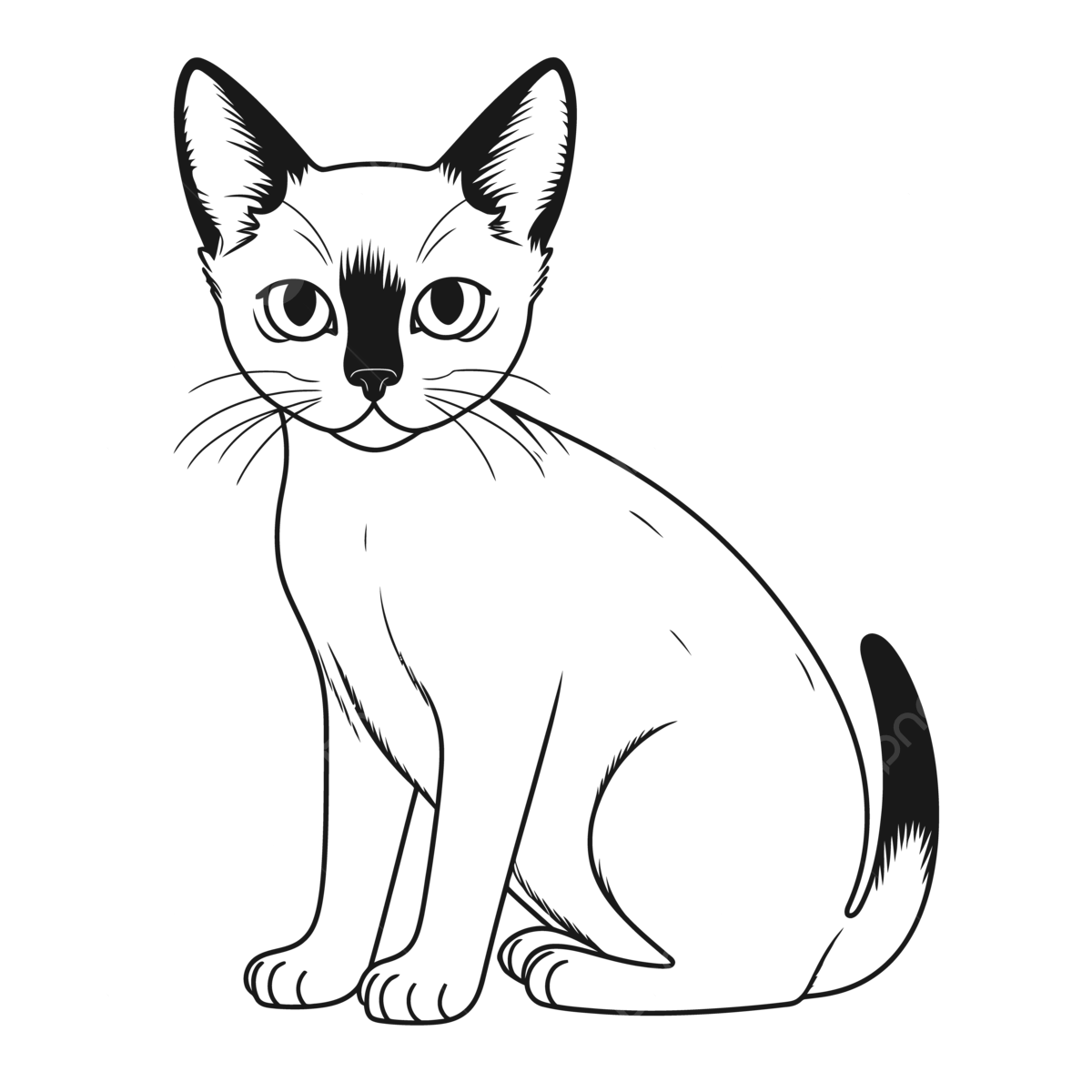 Siamese Cat On The White Background Coloring Pages Outline Sketch Drawing Vector Cat Drawing Wing Drawing Ring Drawing PNG And Vector With Transparent Background For Free Download