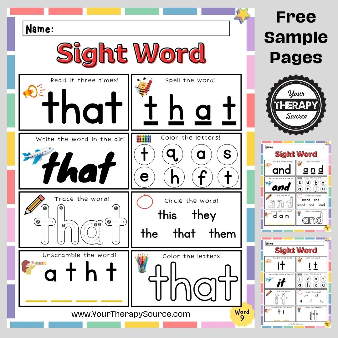 kindergarten sight words printable