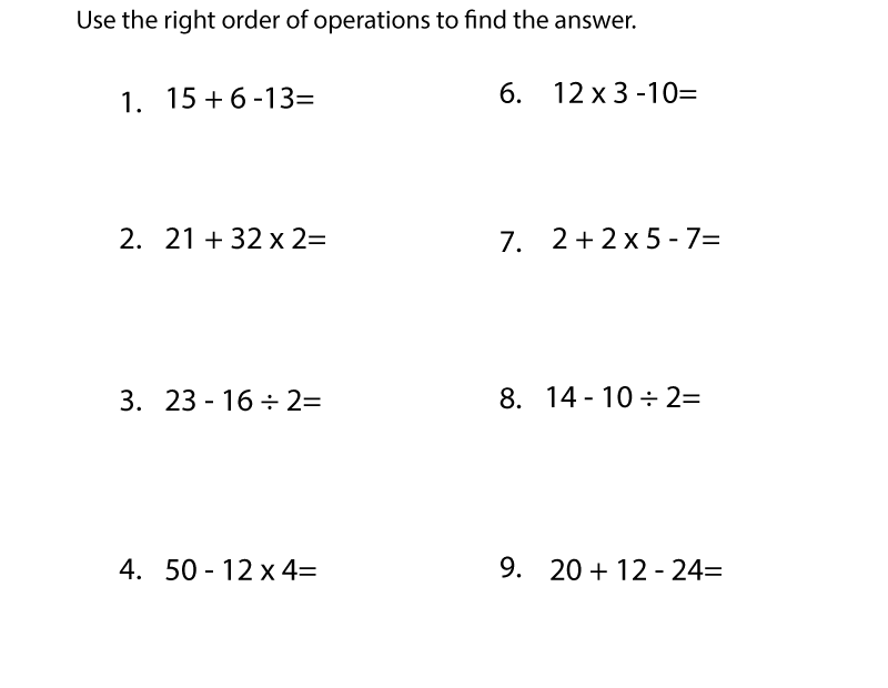 Simple Order Of Operations Worksheet Worksheets Worksheets