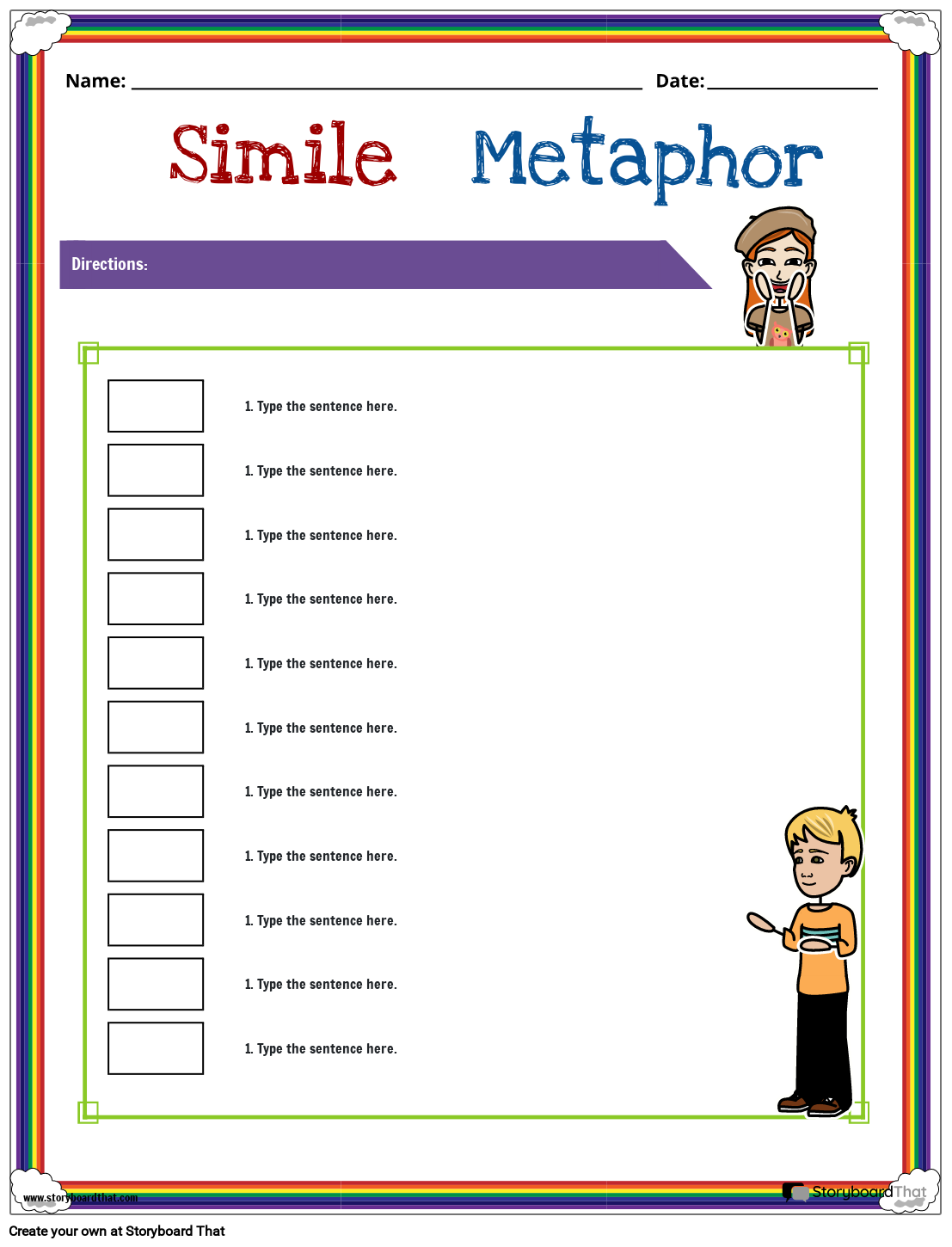 metaphor worksheets
