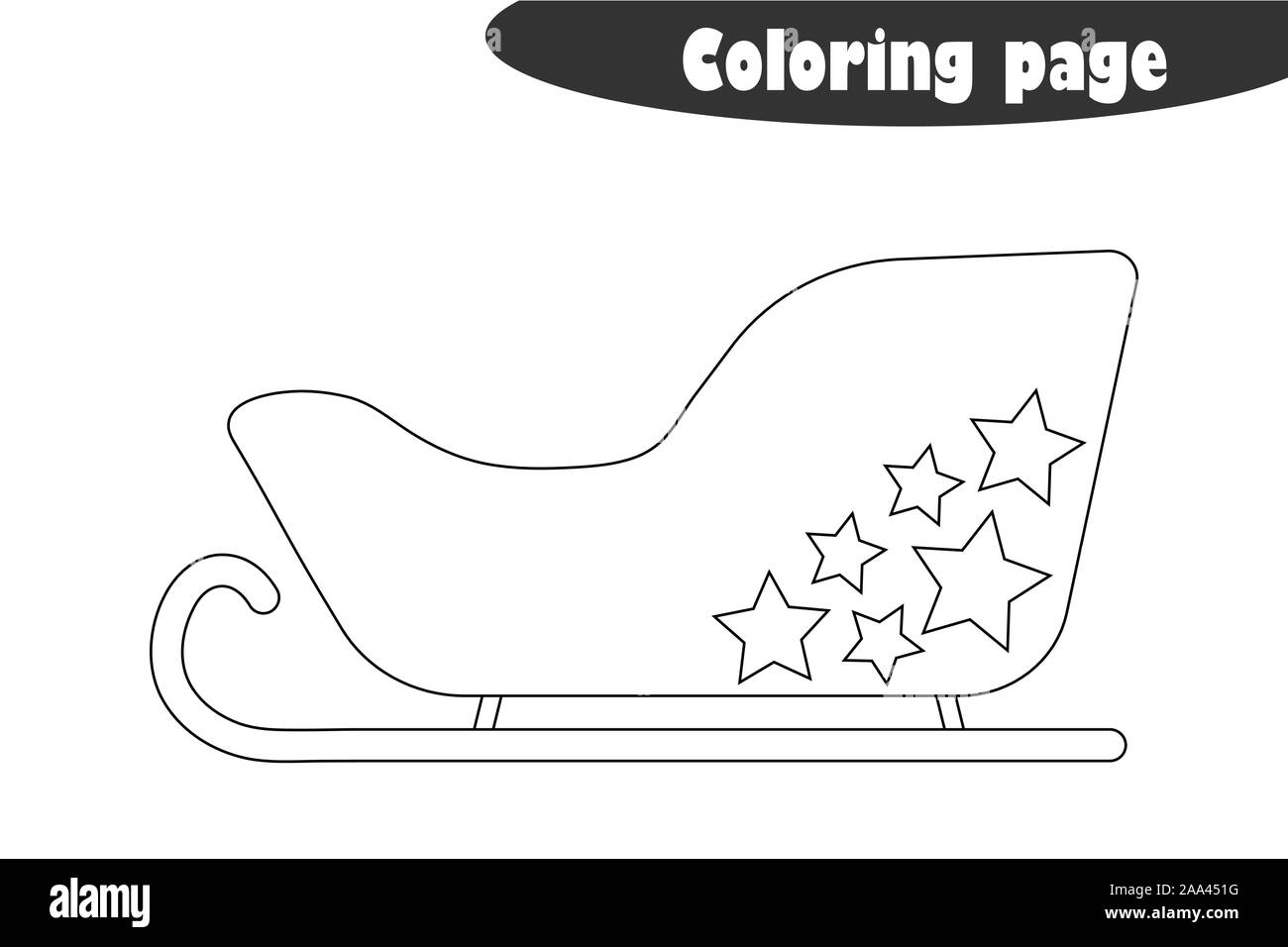 Sleigh In Cartoon Style Coloring Page Christmas Education Paper Game For The Development Of Children Kids Preschool Activity Printable Worksheet Stock Vector Image U0026 Art Alamy