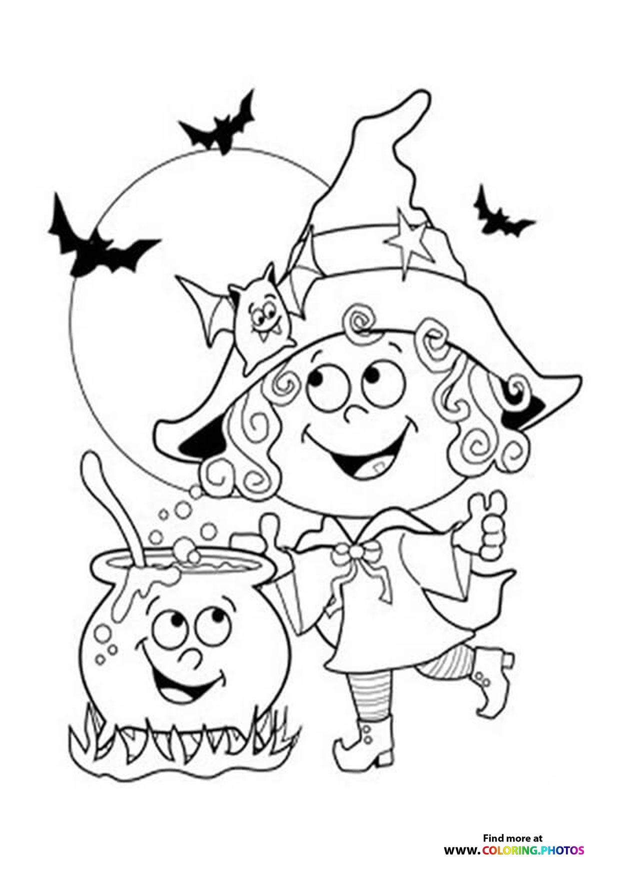 Small Cute Halloween Witch Coloring Pages For Kids