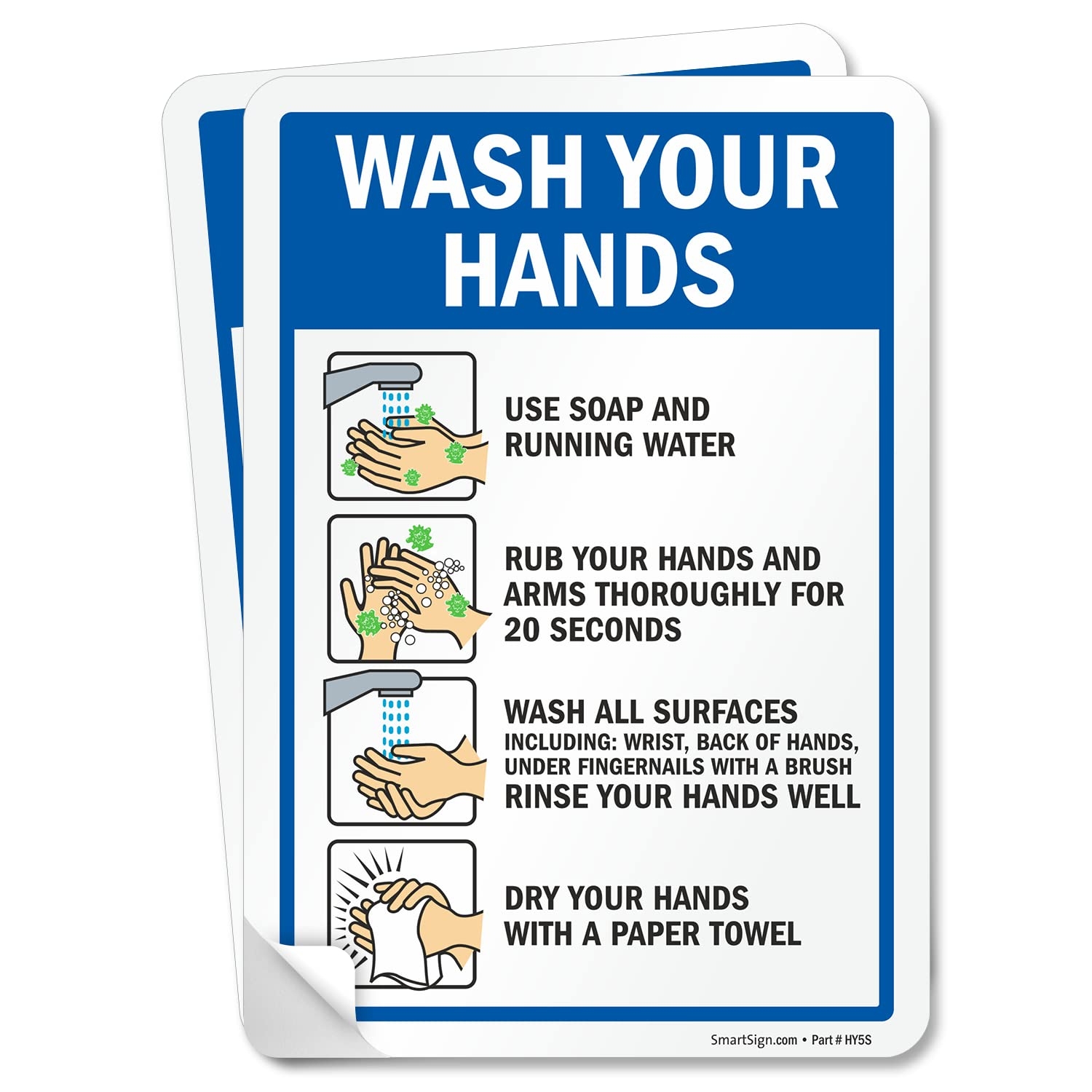 SmartSign Wash Your Hands Hand Washing Instruction Labels 7
