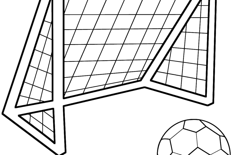 Soccer Ball With Soccer Net Coloring Page Sports