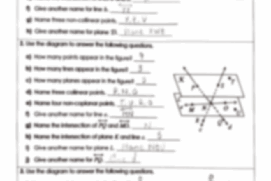 SOLUTION Unit 1 Points Lines And Planes Geometry Basics Worksheet Worksheets Library
