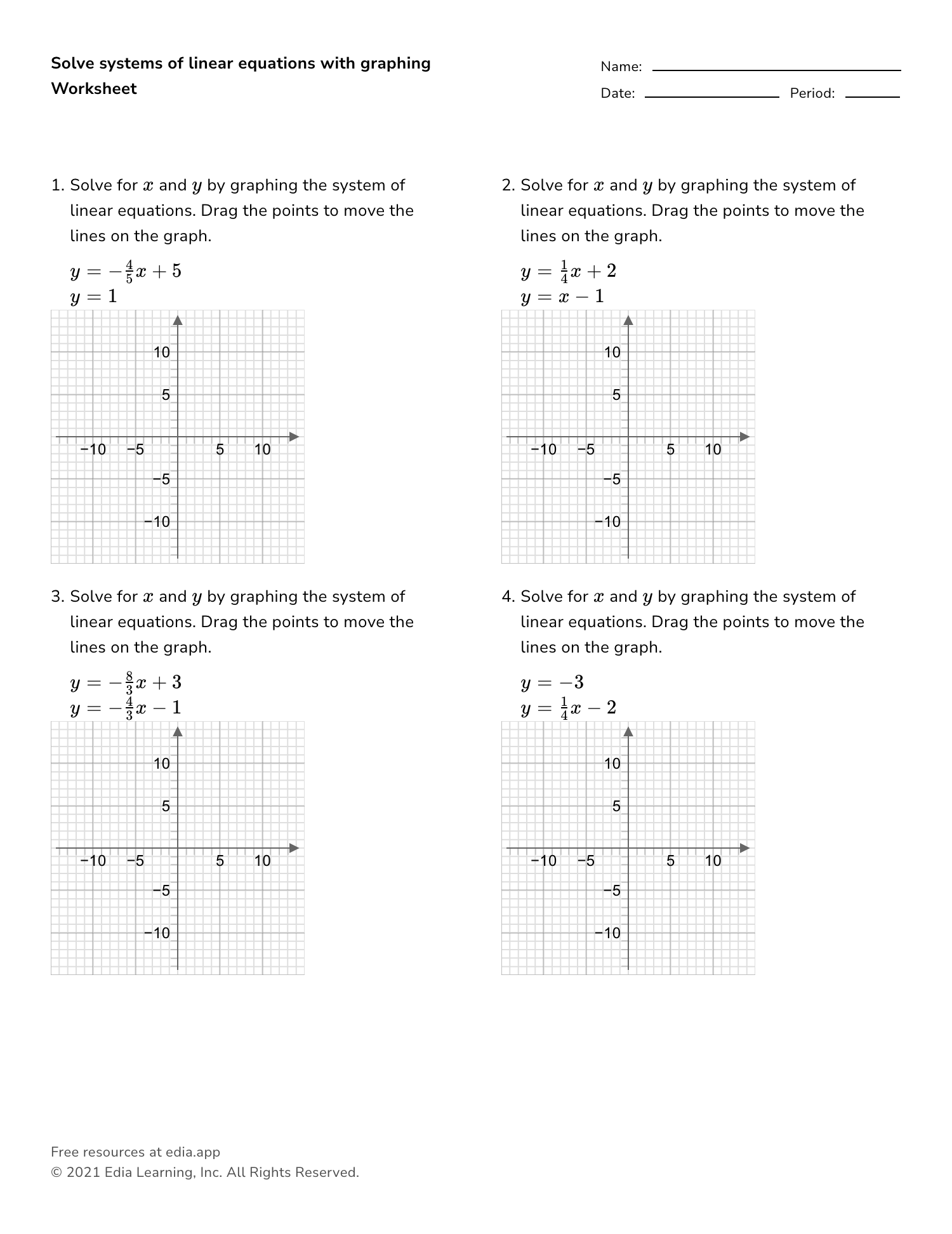 Solve Systems Of Linear Equations With Graphing Worksheet Worksheets Library
