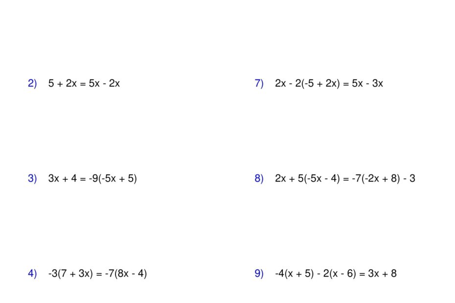 Solving Equations With Variables On Both Sides Worksheet Made By