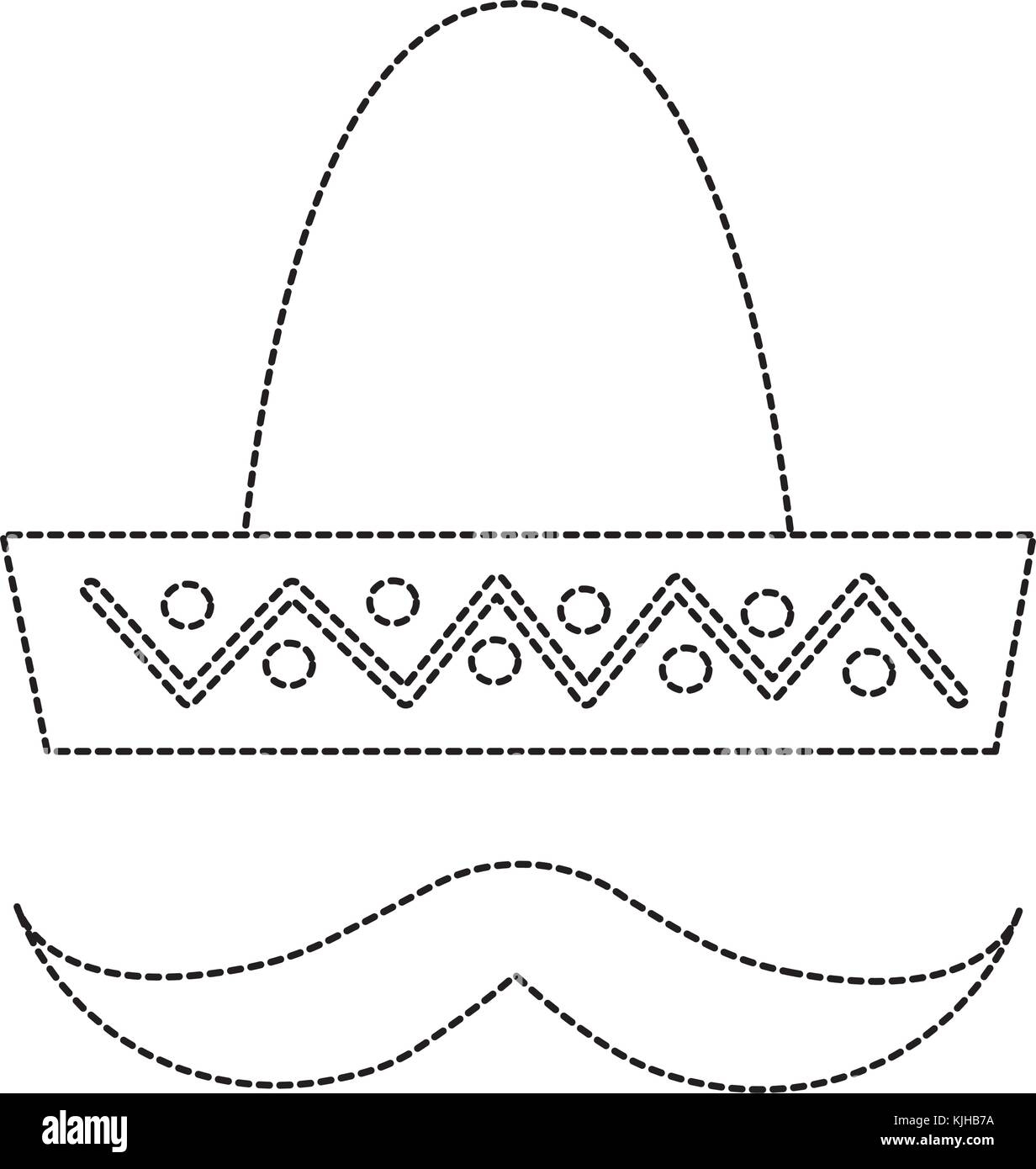 Sombrero Hat With Mustache Mexico Culture Icon Image Stock Vector 