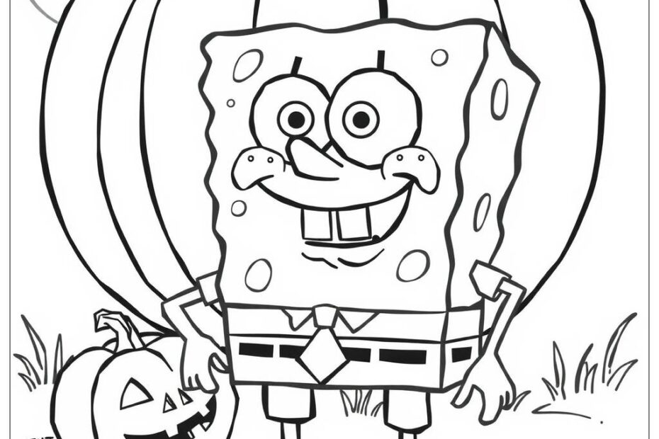 Spongebob Halloween Pumpkin Coloring Page Free PDFu0026PNG Printable