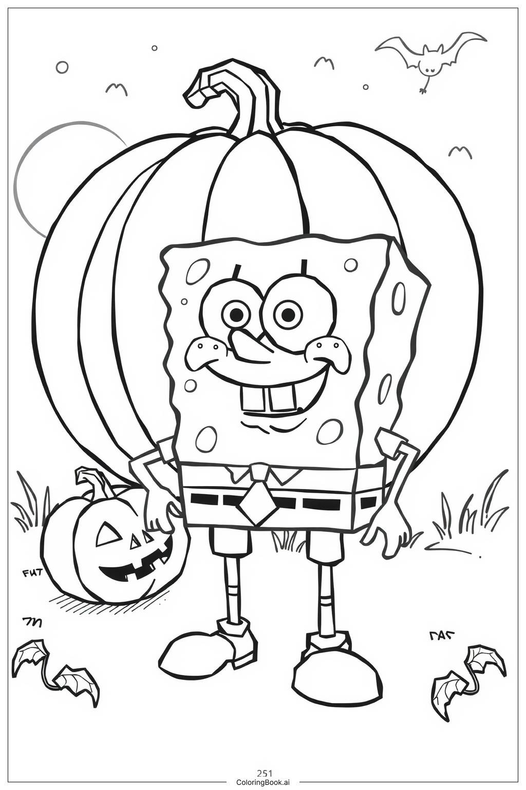 Spongebob Halloween Pumpkin Coloring Page Free PDFu0026PNG Printable 