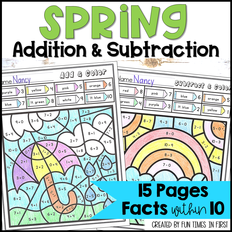 subtraction worksheets coloring