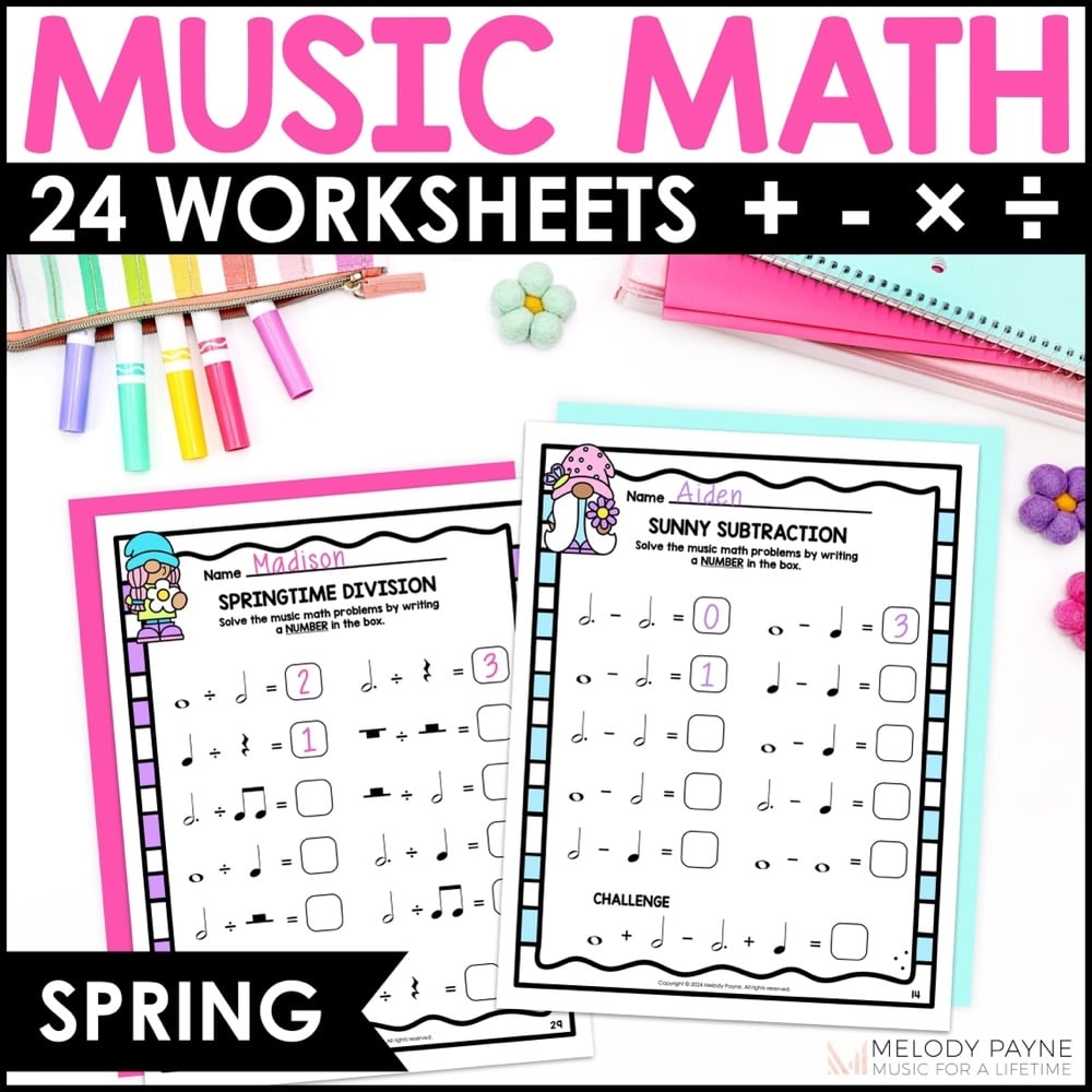music and math worksheets