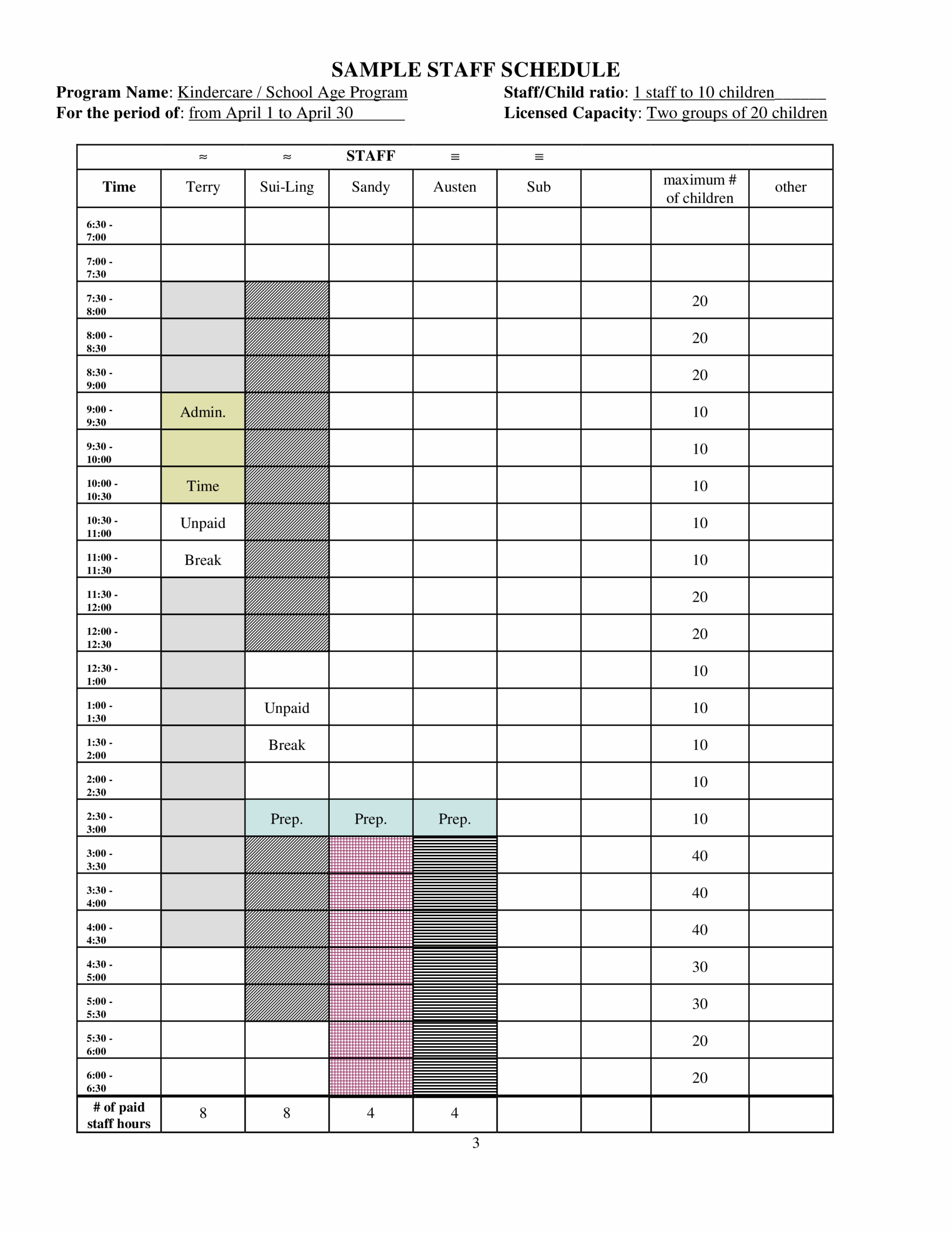 Staff Schedule Templates At Allbusinesstemplates