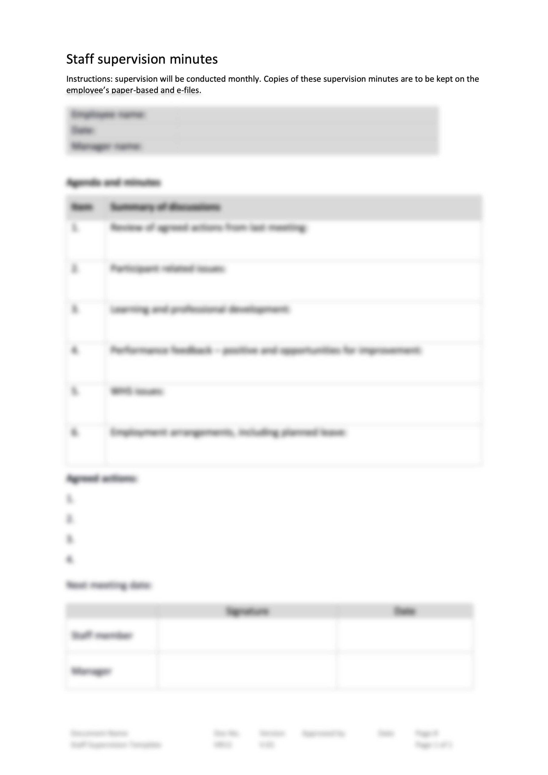 Staff Supervision Minutes