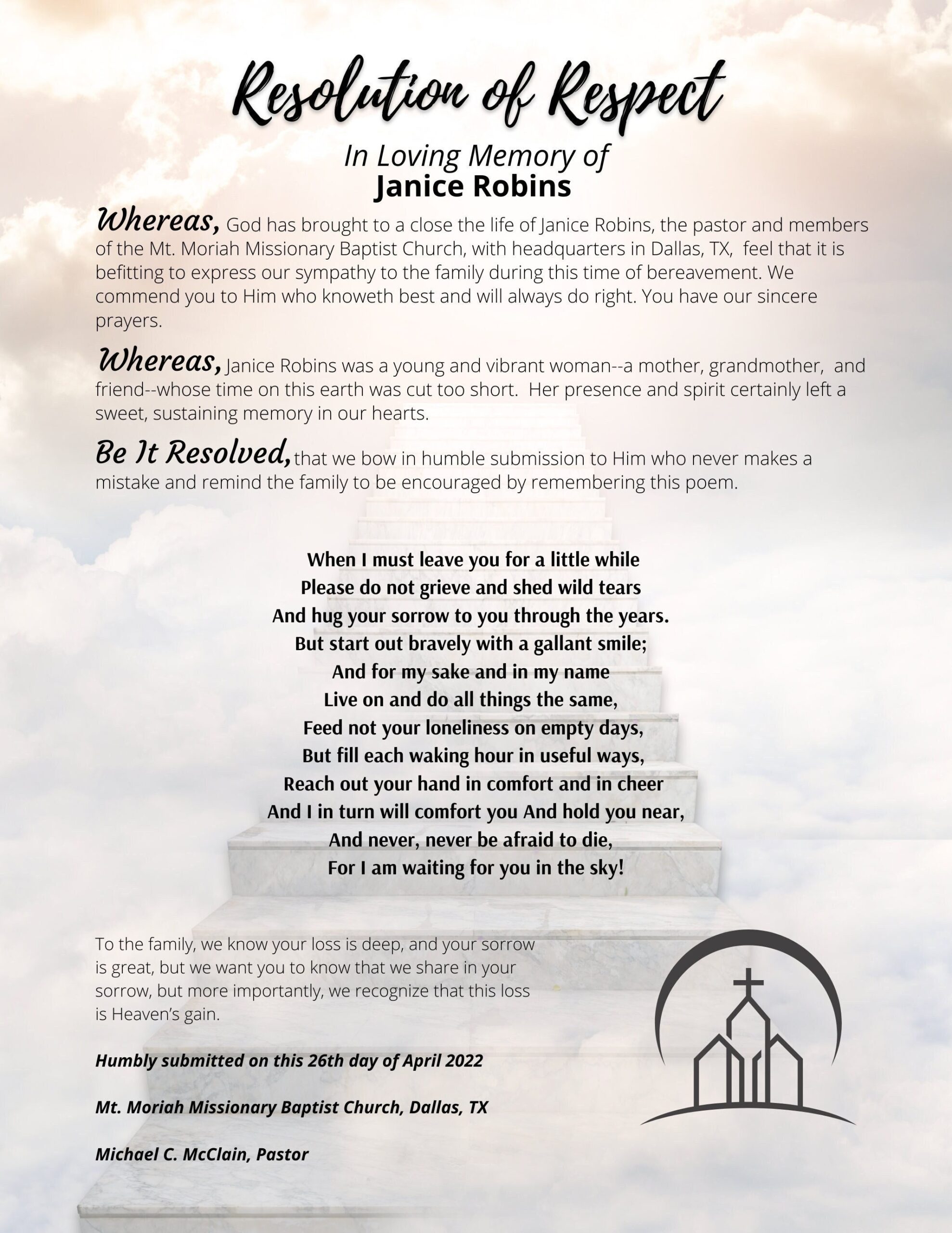 STAIRWAY2HEAVEN FUNERAL RESOLUTION LETTER Download Only 