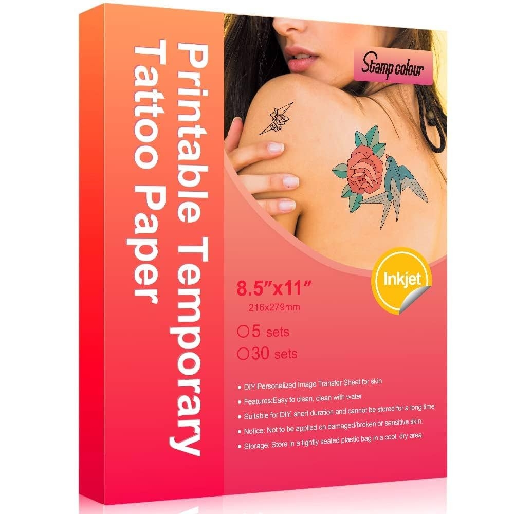 Stampcolour Printable Temporary Tattoo Paper For INKJET Printer 8 5