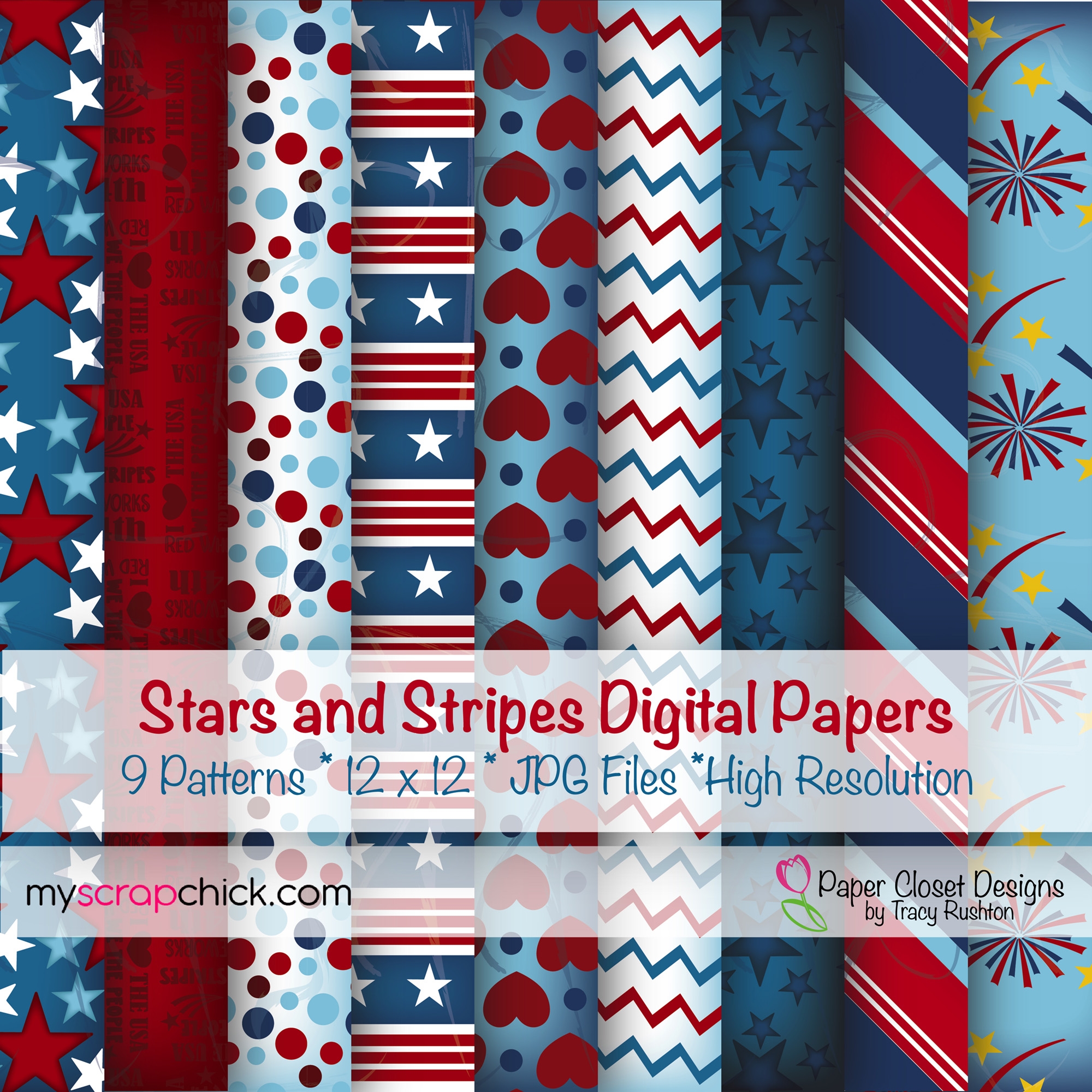 Stars And Stripes Printable Pattern Paper My Scrap Chick