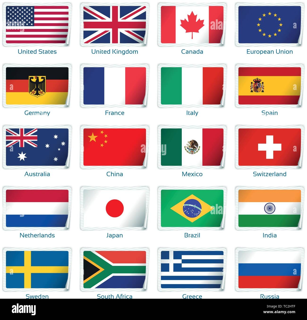 Sticker Flags Popular Vector Illustration 3 Layers Shadows Flat Flag You Can Use It Separately Sticker Collection Of 220 World Flags Accurate Colors Easy Changes Stock Vector Image U0026 Art Alamy