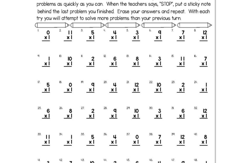 Sticky Math Fact Fluency Practice Multiplication X1 Lucky
