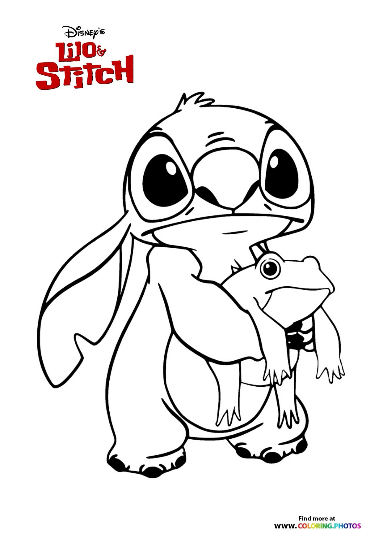 Stitch With A Frog Coloring Pages For Kids