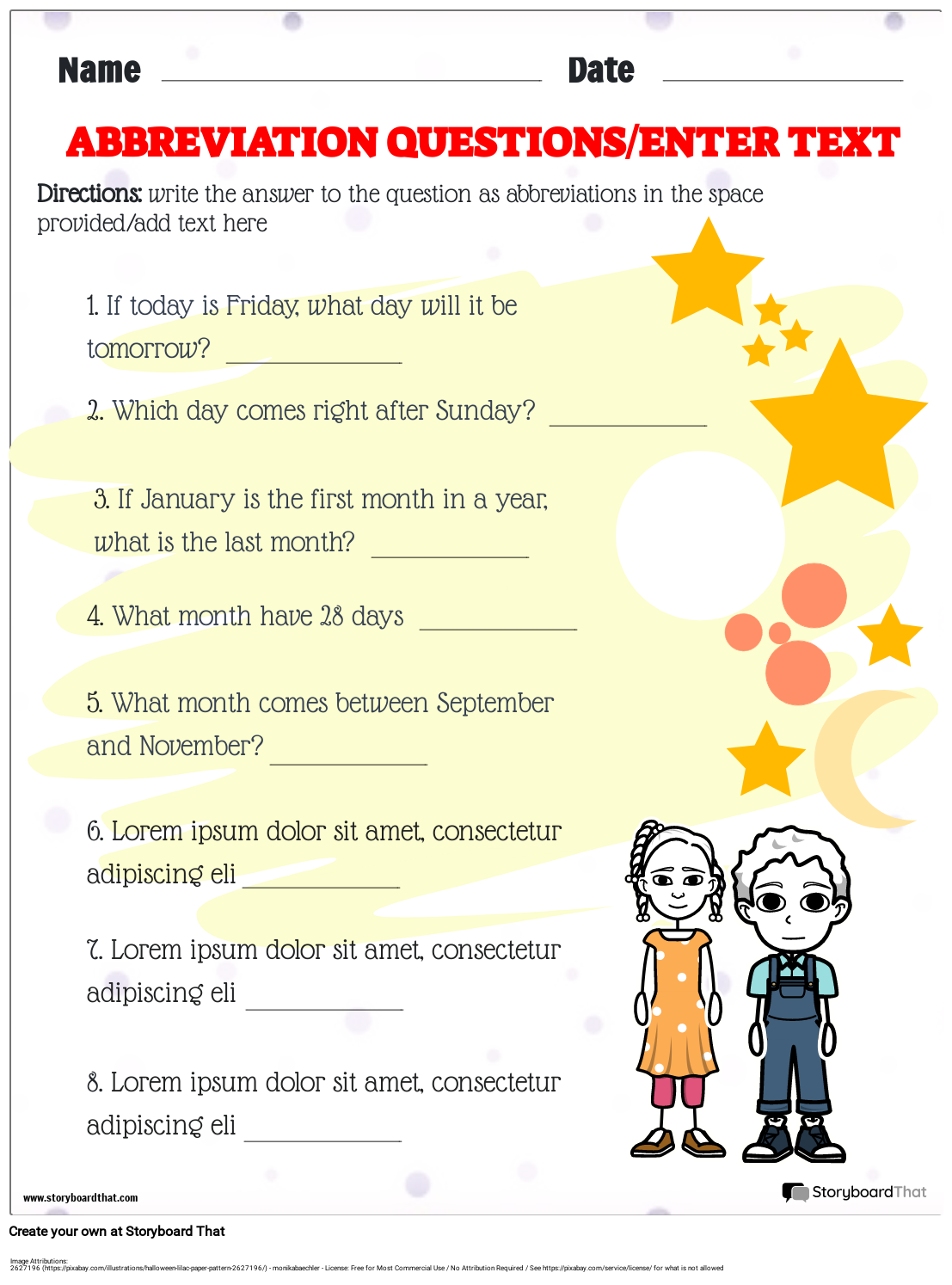 abbreviation worksheets