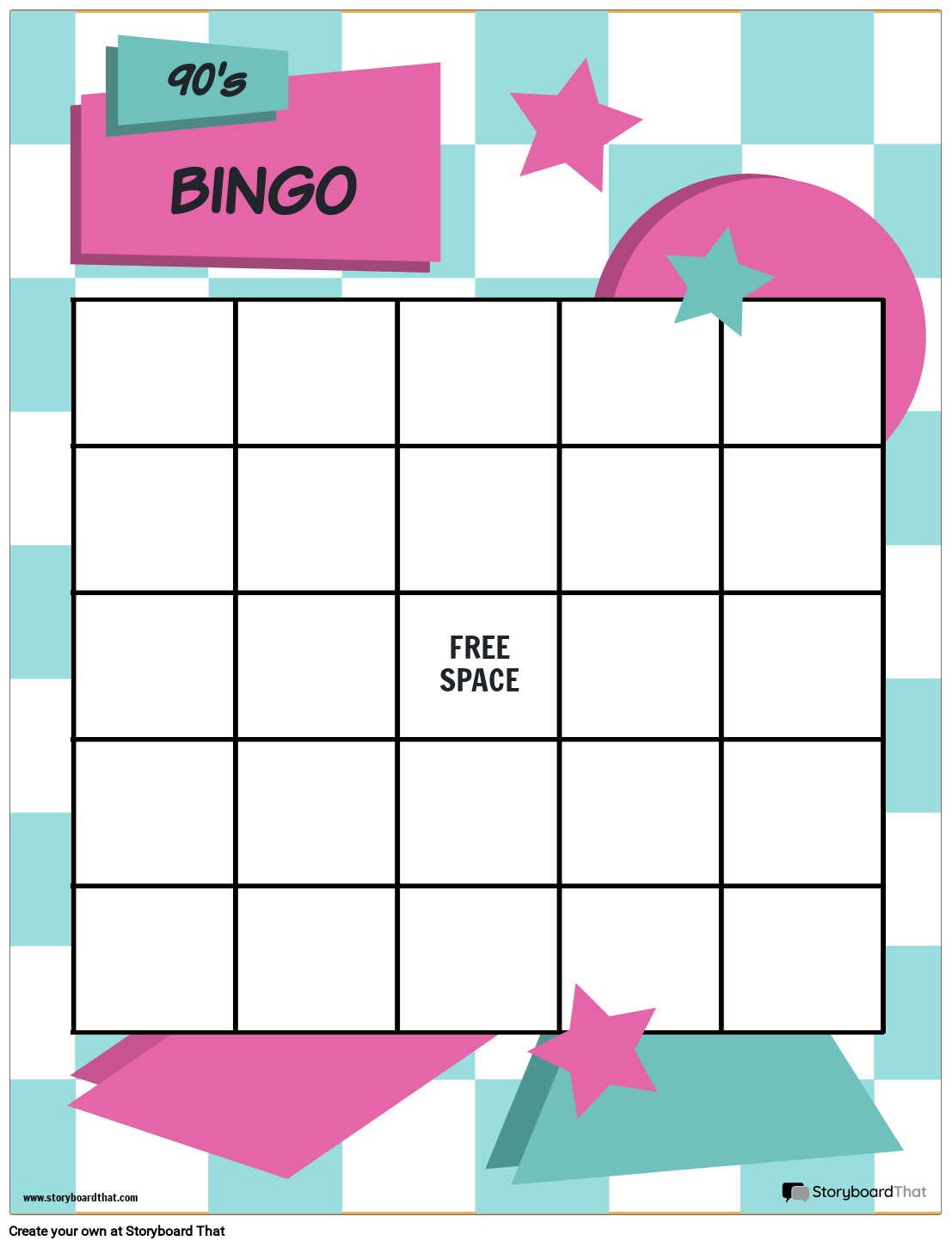 bingo card template free printable