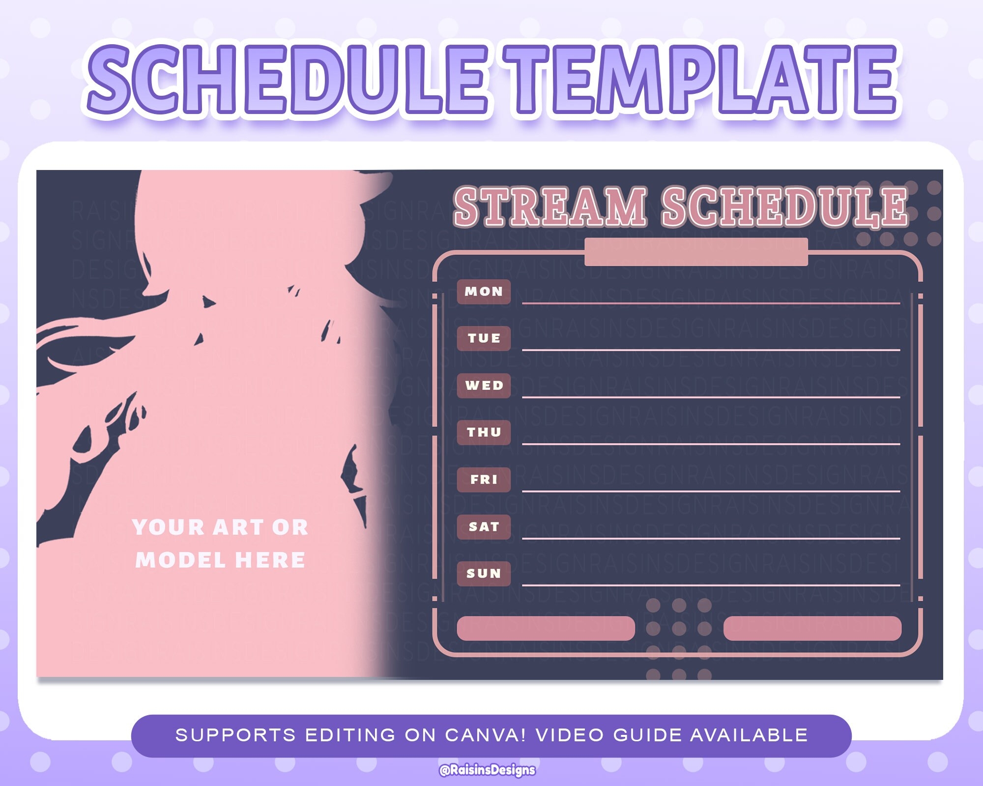 Stream Schedule Template For Twitch U0026 Youtube Streaming Black 