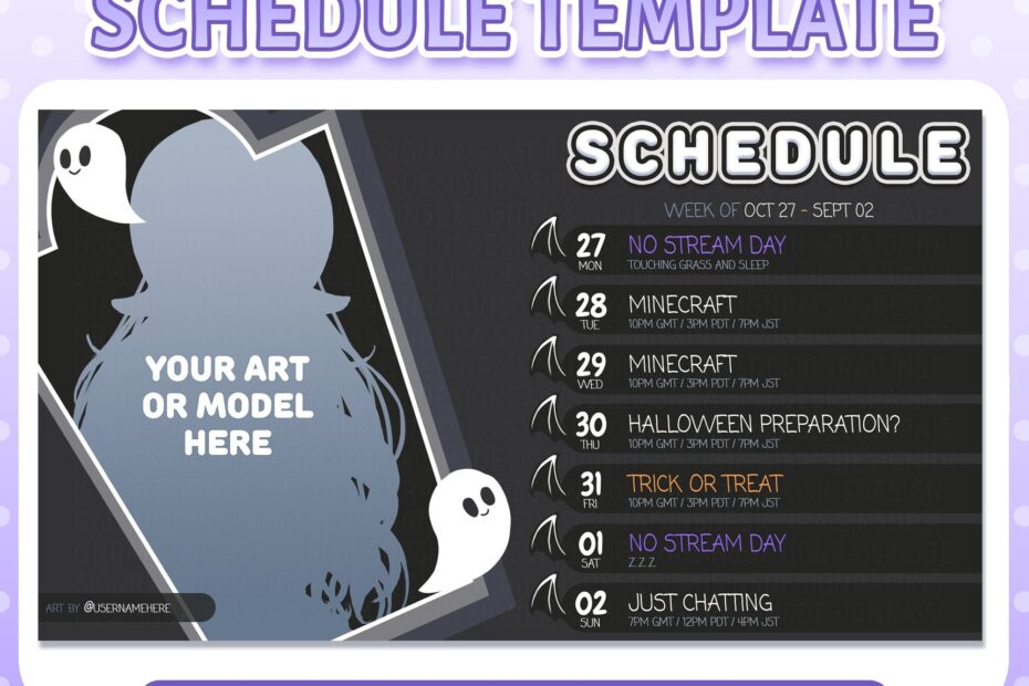 Stream Schedule Template For Twitch U0026 Youtube Streaming Spooky