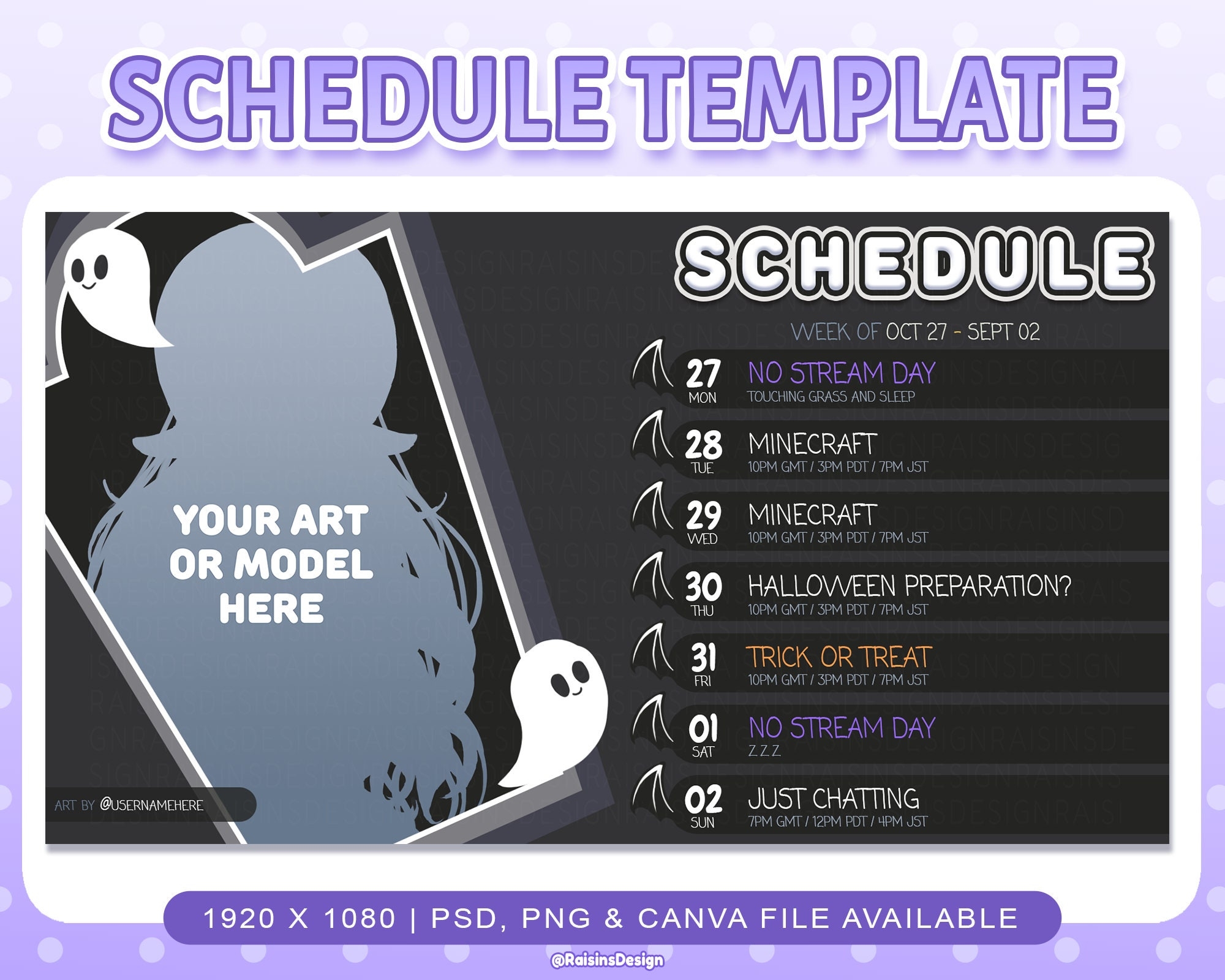 Stream Schedule Template For Twitch U0026 Youtube Streaming Spooky 