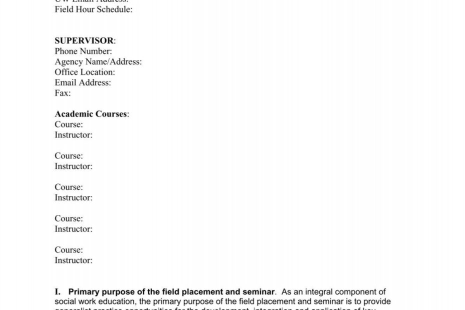 Student Learning Plan Template The School Of Social Work