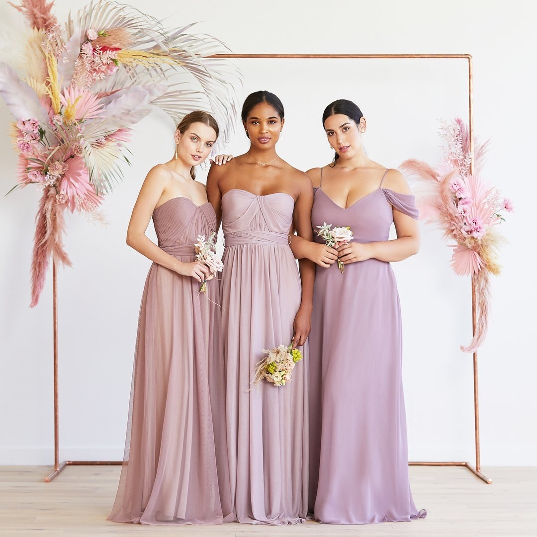 same color different style bridesmaid dresses