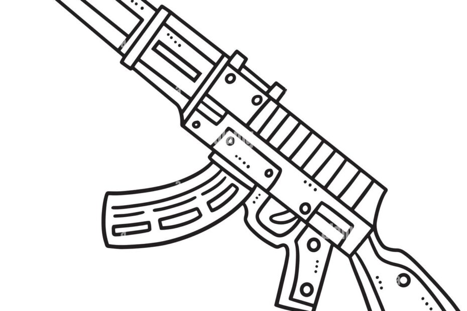 Submachine Gun Isolated Coloring Page For Kids Stock Vector Image U0026 Art Alamy