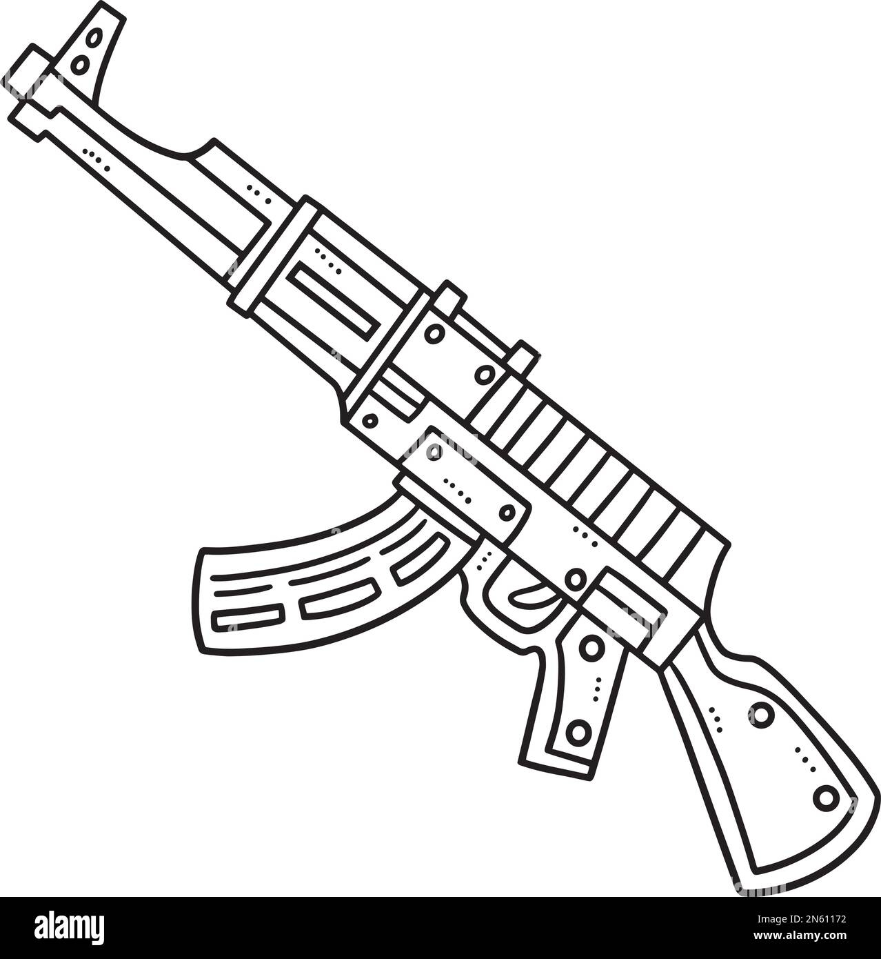 Submachine Gun Isolated Coloring Page For Kids Stock Vector Image U0026 Art Alamy