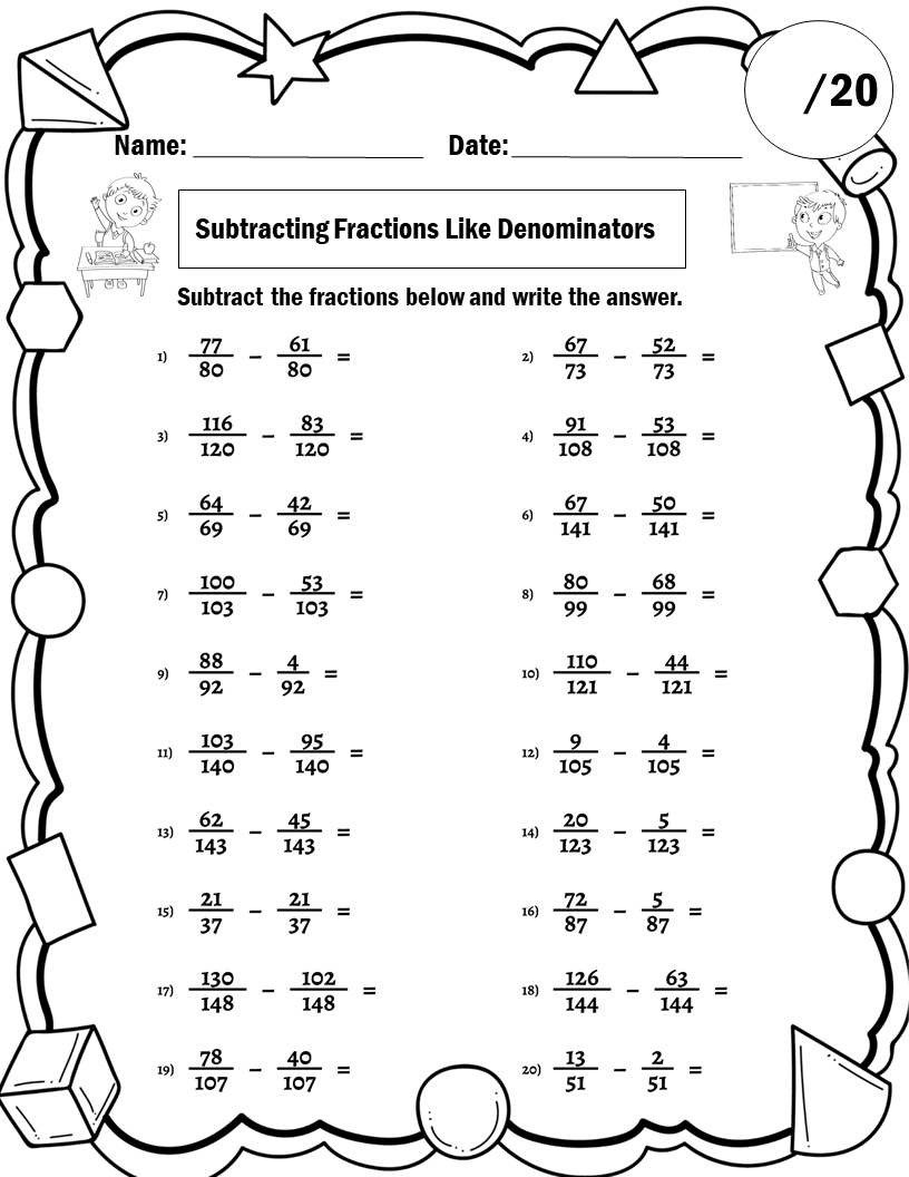 fractions for 5th graders worksheets