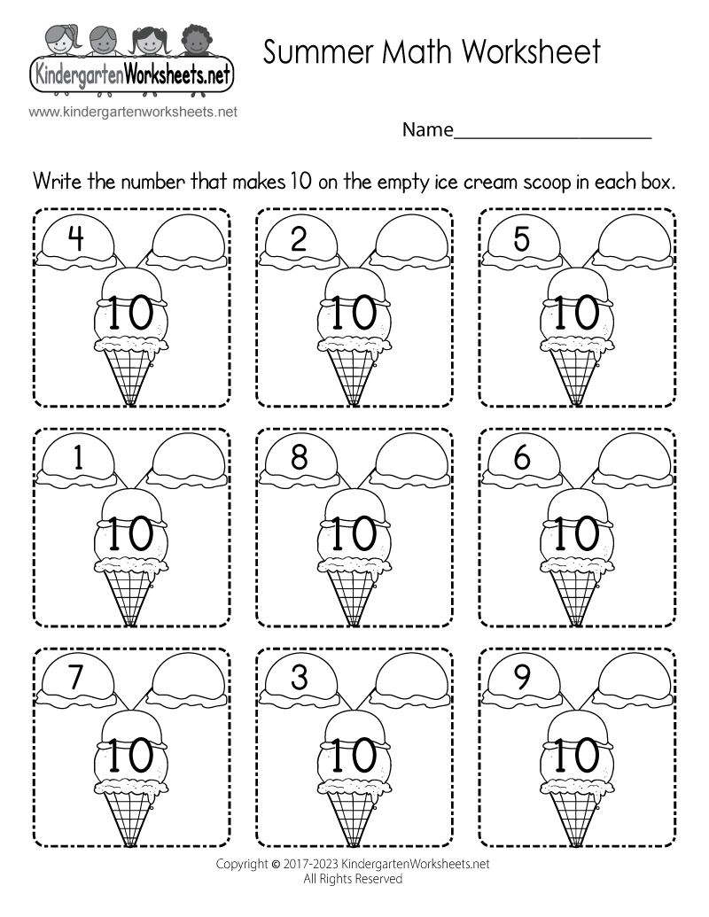 free math worksheets kindergarten