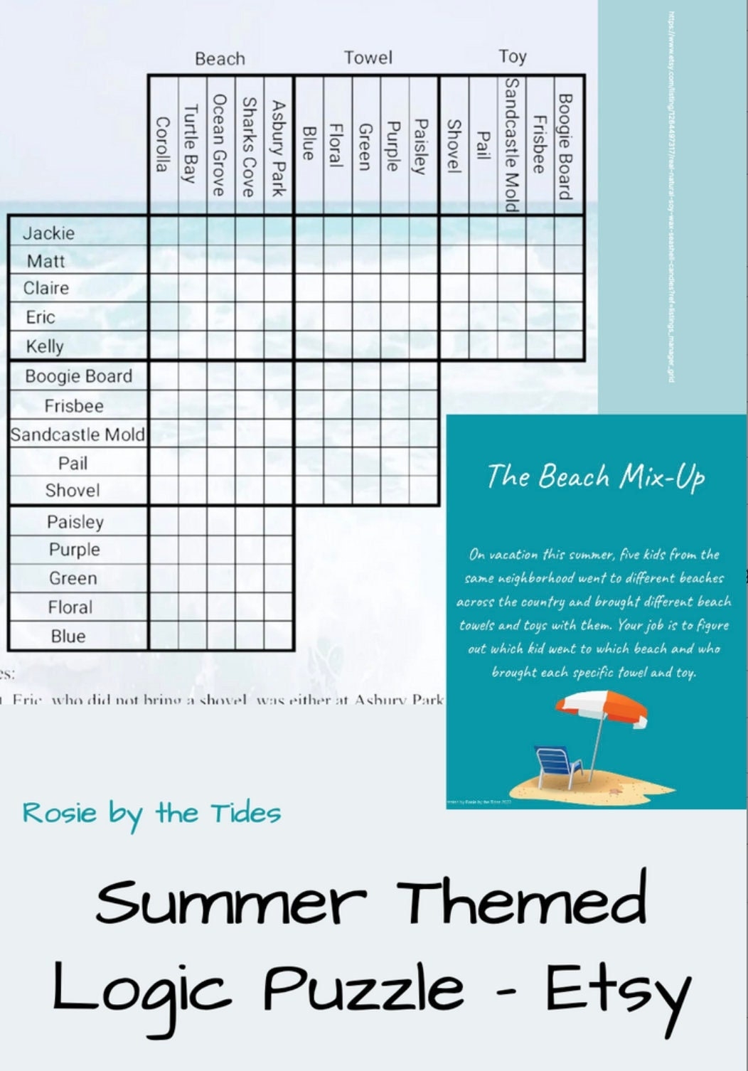 Summer Themed Logic Puzzle Etsy